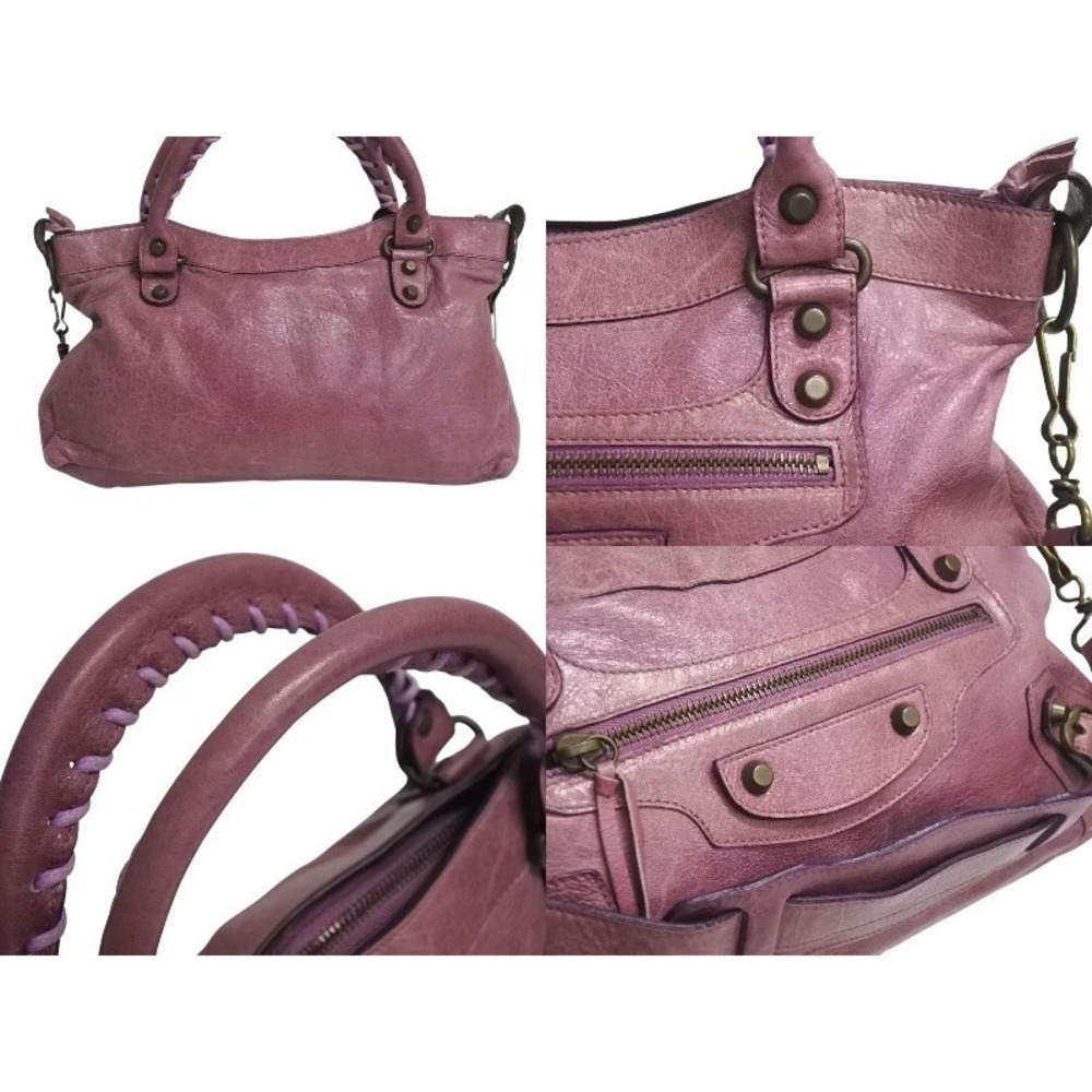 Balenciaga Shoulder Leather Purple Handbag First The Bag - Picture 4 of 10